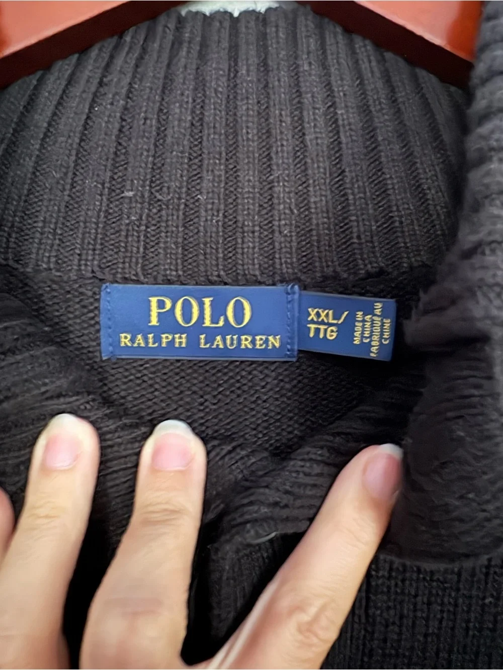 Polo Ralph Lauren Men’s Black Cotton Mock Neck Sweater XXL Purple Pony